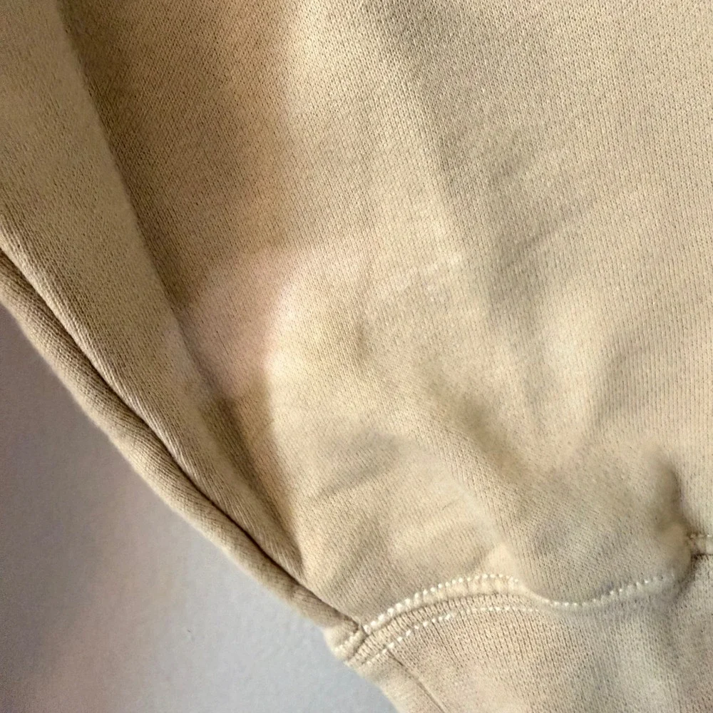 Nike Sz Medium Swoosh Hoodie Tan Beige Double Logo Pullover Sweatshirt Oversized